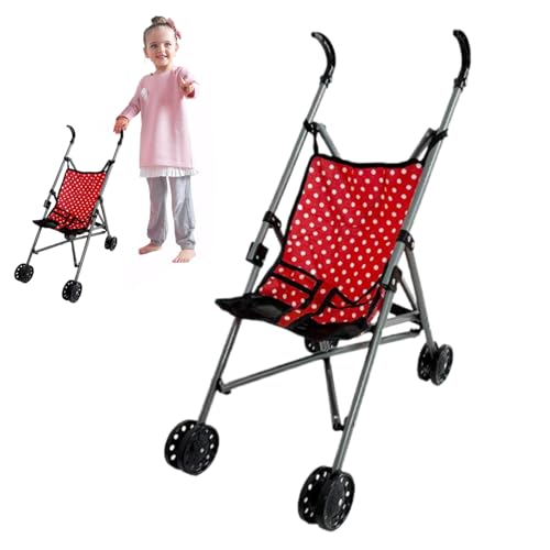 Pineeseatile Babypuppenwagen Fold Doll Kinderwagen mit T-förmiger Sicherheitsgürtel & Push-Griff abnehmbar waschbarer Baby Kinderwagen für Mädchen, so tun Sie Play, Style3 von Pineeseatile