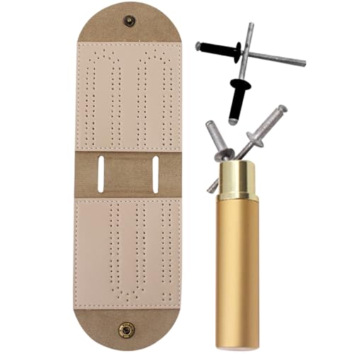 Pineeseatile Cribbage Board mit pegs tragbarem Leder Cribbage -Brettspiel mit 2 Streckenlayout und 4 PEGs Travel Cribbage Board für Familienbrettspiele ohne Karte von Pineeseatile