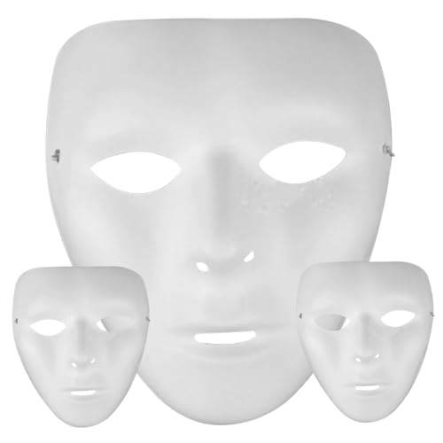 Pineeseatile DIY -Maske 3 PCs Halloween Mask Full Face 7.1x5.9 in White Mask für Frauen DIY Blank von Pineeseatile