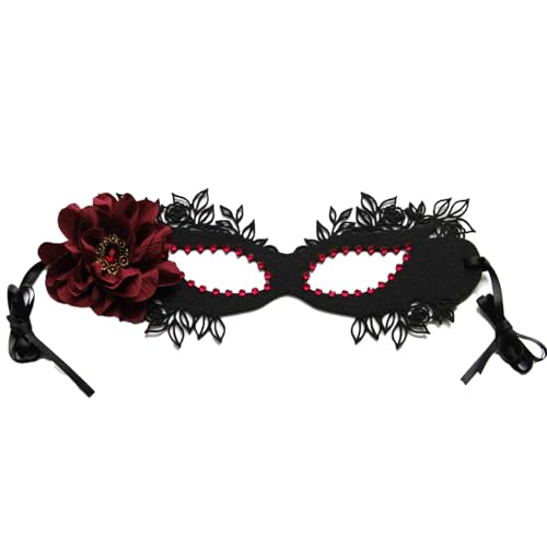 Pineeseatile Halloween Mask Black Masquerade Maske für Frauen halbe Gesichtskostümmaske Kostüm Kleid Augenmaske Schleier Style2 Maskerade Maske für Frauen von Pineeseatile