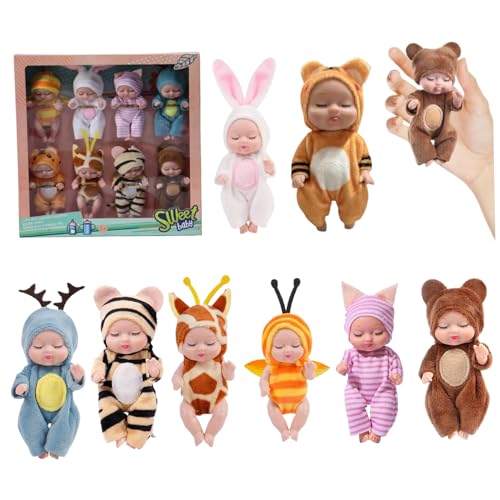 Pineeseatile Mini -Babypuppen, 8pcs 4, 3 Zoll winzig von Pineeseatile