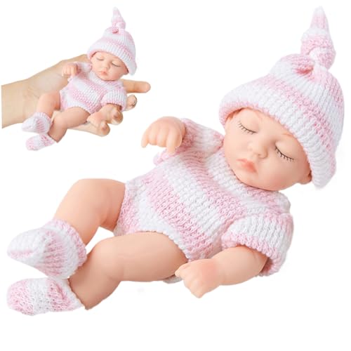 Pineeseatile Mini Silicone Babypuppen, 7 Zoll realistische Neugeborenenbabypuppen, weiches Ganzkörper Silikon mit Kleidung, Babys für Kindergeschenke, Stil 1, Puppe von Pineeseatile