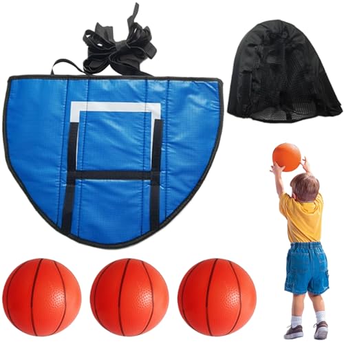 Pineeseatile Trampolin -Basketball -Hoop für Kinder General Basketball Hoop für Trampolin mit 3 Bällen und Inflator 19x14in Trampolin Basketball -Basketball -Hoop für Trampolin von Pineeseatile