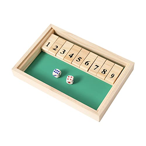 Pineeseatile klassisches Würfelbrettspielzeug Hölzern digitales Board Shut Box Classic Dice Game Double Flip Board Spielzeug Flip Block Board 2 Spieler Weihnachten unterhaltsam für Familienfreunde von Pineeseatile