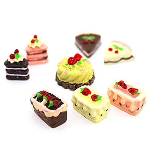 Puppenhaus Mini -Kuchen 8PCS Mini Cake Dollhouse Dekoration Spielen Lebensmittel Set Kitchen Lebensmittelkuchen Donuts für Dollhouse Kitchen Dekoration von Pineeseatile