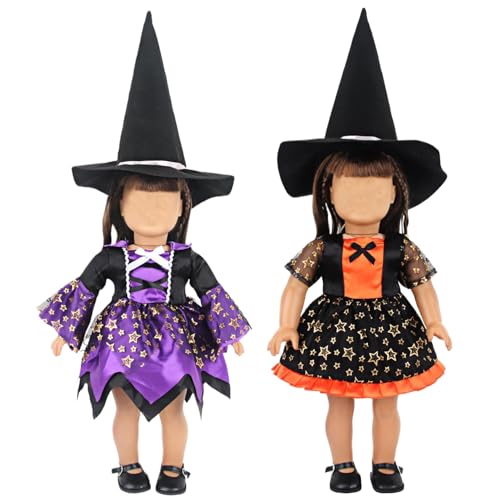 Puppenkleidung für 18 Zoll Puppen 2 Set 18 Zoll Puppenkleidung und Accessoires enthalten Hut, Kleider und Schuhe hübsche Puppenkleidung für 18 Zoll Puppen Halloween Kostüme Geschenke für kleine Mädch von Pineeseatile