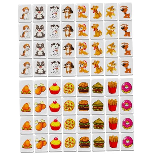 Push Tile Game 64 PCs Set, entzückende Hunde- und Futter Gemustert Mahjong Fliesen Set Plastik, 1, 2x0, 9 x 0, 6 Zoll Push -Spiel für Kinder Erwachsene, Mahjong von Pineeseatile