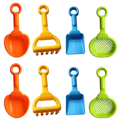 Sand Sifter 8pcs Kinder Strand Sandschaufeln Plastik Plastik Rake Beach Sand Sifter Spielzeugschaufel Garten Strand Sandschaufeln Spielzeug Set für Teenager, 4 Stile (zufällige Farbe) von Pineeseatile