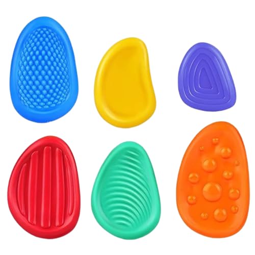 Sensorische Steine ​​6PCs strukturiert verschiedene geformte Silikon -Sorge -Stein für beruhigend, unterhaltsam und Stressabbau, flexible und ruhige Zappelspielzeug für Kinder, Sorge Stone von Pineeseatile