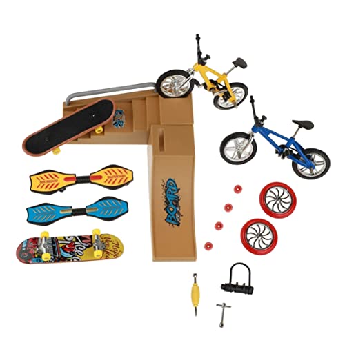 Skate Park Kit Finger Skateboards Spielzeug Set Skate Park Kit Mini Scooter Fahrrad Fahrrad Skateboard Veranstaltungsort Set für Kinder Hände Training 1 Pack von Pineeseatile