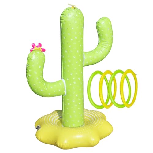 Sprinkle und Splash Play Matten Sprinkler für Kinder, PVC aufblasbare Kaktus -Wasserspielzeug mit Ringen, tragbare Wasserblattables für Kinder Garten Garten Sommer von Pineeseatile