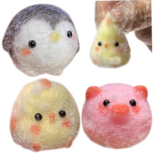 Squeeze Toy 3PCS Chick, Piggy & Penguin Dekompression Spielzeug süßes Silikon -Zappelspielzeug tragbares Angst- und Stressspielzeug für Erwachsene, Kinder, Stress von Pineeseatile