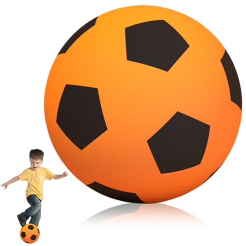 Stille Fußballkugel für Kinder Größe 5 PU Foam Football Football Stoßdämpfung kleiner Fußball Leichtes Softgeräuschreduktion Fußball für das Training von Kinderspielzeug, Orange, Schwamm Fußball von Pineeseatile