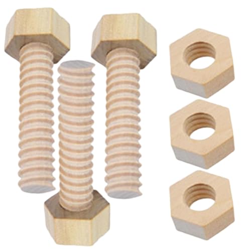 Stresstnuss, Stressmutter und Bolzen 3pcs/festgelegtes Holz-Ergotherapiespielzeug Lernen Bildung DIY Schraubspielzeug für Kleinkinder 1-3 Kinder Kinderbaby vor Schulleuten von Pineeseatile