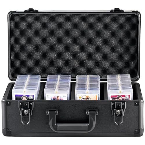 Trading Card Speicherbox Trading Card Storage Box 6 Slots Card Case Flip-Top-Kartenspeicherbox mit Handle 14x5-Tragetasche mit Sperre und Schlüssel für starre Karte, Handelskarten, Sportkarte, abgest von Pineeseatile