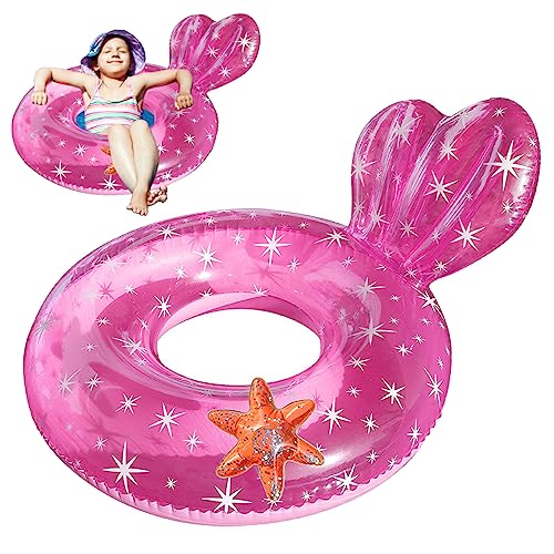 Transparenter schwimmender Ring Ring Schwimmring Kinder transparenter schwimmender Ring mit Rückenlehne Design süßes aufblasbares Schwimmrohr für Wassersportarten für 5-9 Jahre Kinder geeig von Pineeseatile