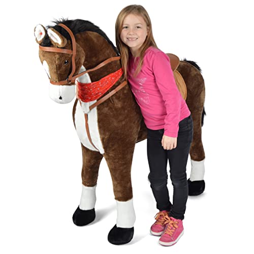 Pink Papaya Giant XXL Kinder Spielpferd zum Reiten Herkules125 cm | Plüschpferd | Fast lebensgroßes Pferd zum Reiten für Kinder | Stehpferd bis 100kg belastbar mit Sounds von Pink Papaya