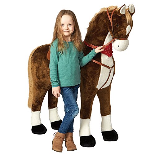 Pink Papaya Giant XXL Kinder Spielpferd zum Reiten Max 125 cm | Plüschpferd | Fast lebensgroßes Pferd zum Reiten für Kinder | Stehpferd bis 100kg belastbar mit Sounds von Pink Papaya