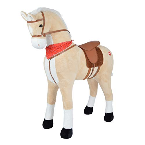 Pink Papaya Giant XXL Kinder Spielpferd zum Reiten Sternchen 125 cm | Plüschpferd | Fast lebensgroßes Pferd zum Reiten für Kinder | Stehpferd bis 100kg belastbar mit Sounds von Pink Papaya