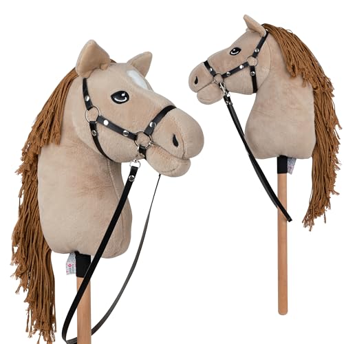 Pink Papaya Hobby Horse Dunja, mit Halfter und Trense, Steckenpferd fürs Hobby Horsing, Pferd zum Reiten für Kinder von Pink Papaya