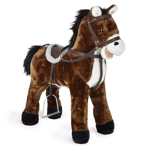 Pink Papaya Stehpferd zum draufsitzen | 60cm Spielpferd zum Reiten Timmy | Pferd zum Reiten für Kinder mit Sound | Sattel Pferd von Pink Papaya