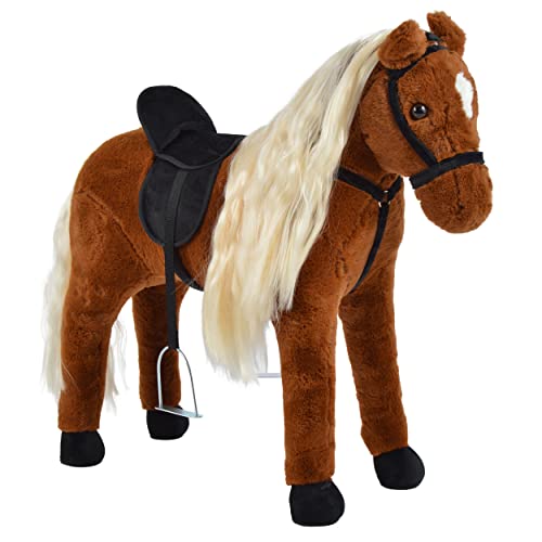 Pink Papaya Stehpferd zum draufsitzen | 75cm Spielpferd zum Reiten Bella | Pferd zum Reiten für Kinder mit Sound | Sattel Pferd von Pink Papaya