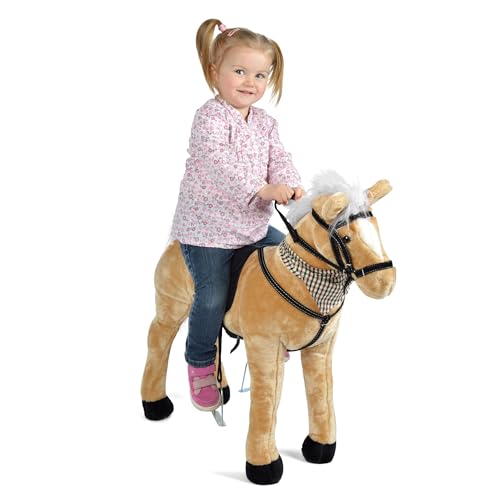 Pink Papaya Stehpferd zum draufsitzen | 75cm Spielpferd zum Reiten Mary | Pferd zum Reiten für Kinder mit Sound | Sattel Pferd von Pink Papaya