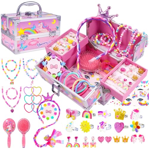 PinkSheep Einhorn Kinder Schmuck Spielzeug Mädchen: Kleinkind Prinzessin Dress Up Einhorn Spielzeug Set, 3 4 5 6 7 8 9 10 Jahre, Geburtstag Weihnachts Geschenke von PinkSheep