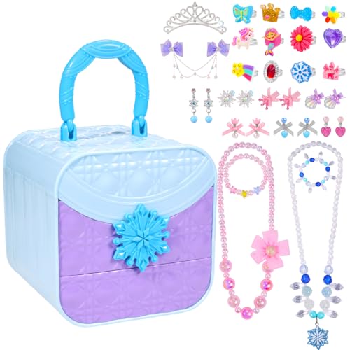 Pinksheep Prinzessin Dress Up für kleine Mädchen Gefrorene Spielzeug: Kinder Schmuck Spielzeug Mädchen 3 4 5 6 7 8 9 10 Jahre,Toddle Schmuck Box, Spielzeug Geschenk von PinkSheep