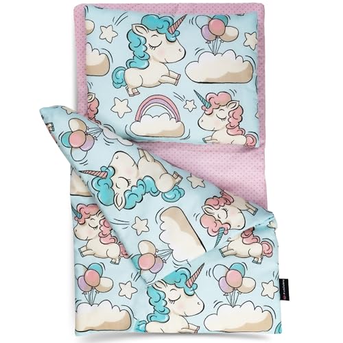 PinkZebra 3-teilig Puppenbettwäsche für große Puppen bis 48 cm, Decke + Kissen + Matratze, Puppenbettzeug mit Matratze, Bettwäsche aus Baumwolle, Einhorn PinkZebra 3-teilig Puppenbettwäsche für große Puppen bis 48 cm, Decke + Kissen + Matratze, Puppenbettzeug mit Matratze, Bettwäsche aus Baumwolle, Einhorn von PinkZebra