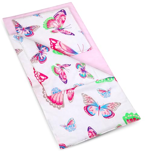 PinkZebra 3er Set Puppenbettwäsche für Puppenbett, Puppenbettzeug 3-teilig, Decke + Kissen + Matratze, Puppenbettzeug mit Matratze für Puppen bis 43 cm, aus Baumwolle, Schmetterlinge PinkZebra 3er Set Puppenbettwäsche für Puppenbett, Puppenbettzeug 3-teilig, Decke + Kissen + Matratze, Puppenbettzeug mit Matratze für Puppen bis 43 cm, aus Baumwolle, Schmetterlinge von PinkZebra