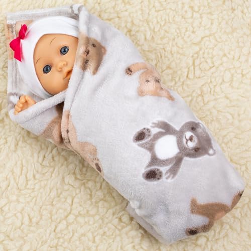 PinkZebra Puppendecke für Puppenbett, Decke 40 x 50 cm für Puppenwagen, weiche Decke für Kuscheltiere & Puppen von 28 bis 48 cm, kuschelige Überwurfdecke, Fleecedecke flauschig, Teddybär Braun PinkZebra Puppendecke für Puppenbett, Decke 40 x 50 cm für Puppenwagen, weiche Decke für Kuscheltiere & Puppen von 28 bis 48 cm, kuschelige Überwurfdecke, Fleecedecke flauschig, Teddybär Braun von PinkZebra