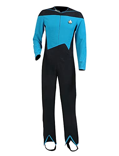 Pinlian Herren Nächste Generation Next Generation Deanna TROI Overall Uniform Oufit Cosplay Kostüm Blau Medium von Pinlian