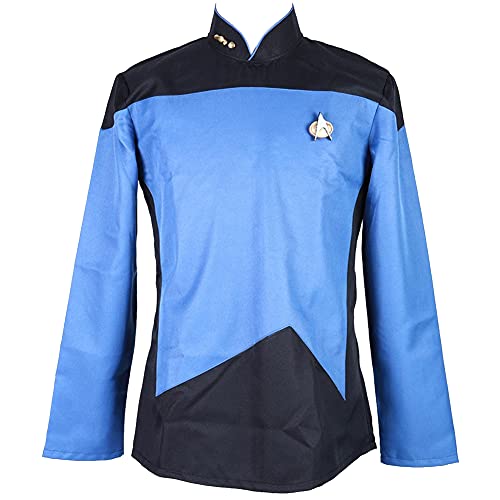 Pinlian Herren Nächste Generation Next Generation Enterprise Deanna TROI Jacke Uniform Oufit Cosplay Kostüm Blau Large von Pinlian