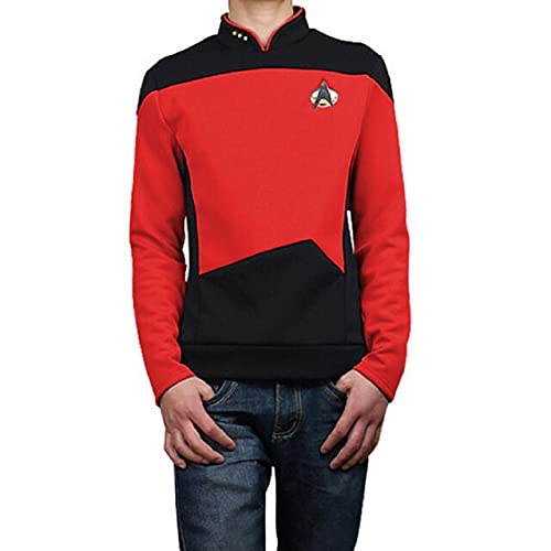 Pinlian Herren Nächste Generation Next Generation Enterprise Kapitän Jean-Luc Picard Jacke Uniform Oufit Cosplay Kostüm Rot Large von Pinlian