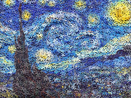 Pintoo Puzzle 1200 Teile für Erwachsene - Puzzle im Puzzle - Van Gogh's Sternennacht - Einfache Aufbewahrung eng ineinandergreifendes Kunststoffpuzzle Kein Kleber erforderlich [H2247] von Pintoo