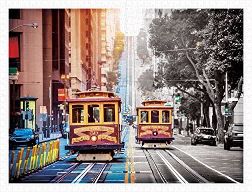 Pintoo Puzzle 1200 Teile für Erwachsene - Kabelautos auf der California Street, San Francisco Schönes Kunststoffpuzzle für Wohnkultur, Zero Dust Einfache Lagerung [H2044] von Pintoo