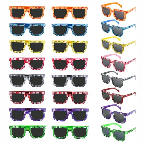 PintreeLand Pixel-Sonnenbrille, Party-Set, Videospiel-Stil in 8 Farben, Partygeschenke und Foto-Requisiten, 24 Stück PintreeLand Pixel-Sonnenbrille, Party-Set, Videospiel-Stil in 8 Farben, Partygeschenke und Foto-Requisiten, 24 Stück von PintreeLand
