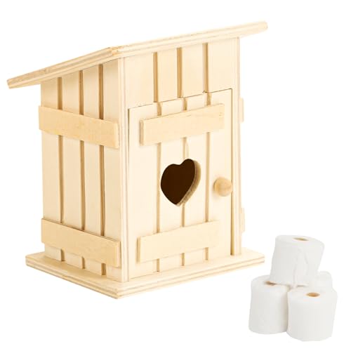 Miniatur Wichtel Zubehör Miniatur Toilettenhäuschen und 4 Rollen Miniatur Toilettenpapier Wichtel Deko Wichtel Zubehör Weihnachten Wichtel Baustelle Holzhaus Wichtel Toilettenhäuschen von Pinyenr