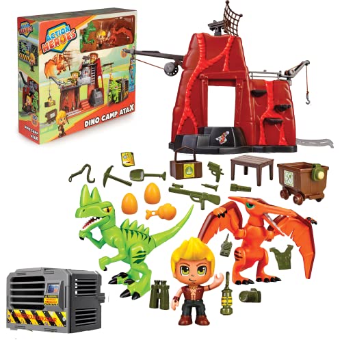 Action-Heroes-Spielset Dino Camp AtaX, mit Figuren mit austauschbaren Teilen, tolles direkt spielbereites Geschenk für Kinder ab 4 Jahren von Action Heroes