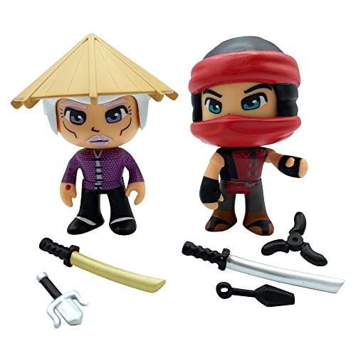 Pinypon Action - Der Ninja Sensei & Kohai, 2 Ninja-Actionfiguren, Meister und Lehrling, mit 6 Spielfiguren, Spielzeug für Jungen und Mädchen ab 4 Jahren, Famosa (PNC28000) von Pinypon Action