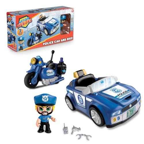 Action Heroes Polizeiauto und Bike, Fahrzeug- und Figurenset, tolles Geschenk für Kinder ab 4 Jahren von Action Heroes