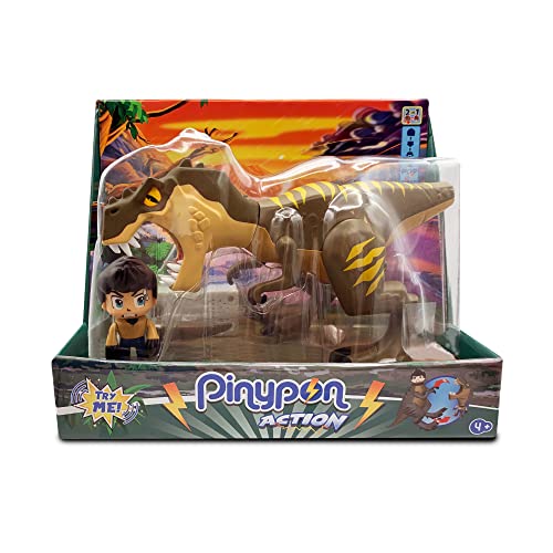 Pinypon Action - T-Rex mit Sound, Spielset aus Actionfiguren Entdecker und Spielzeug-Dinosaurierpuppe, Tyrannosaurus brüllend, Spielzeug für Jungen und Mädchen ab 4 Jahren, Famosa (PNC26000) von Pinypon Action