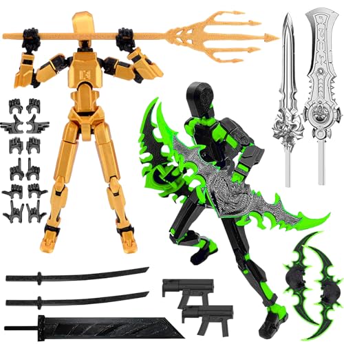 13 Actionfiguren, 2 Stück T13 Action Figure, 3D-Druck von Beweglichen Figuren, Action Figures mit Mehreren Gelenken, Lucky 13 Roboter Actionfigur für Desktop Dekorationen (Gold+Schwarz) von Pipihome