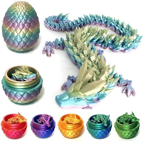 Pipihome 3D Gedrucktes Drachenei, Realistische Drache Spielzeug, Drache mit einem voll beweglichen, Drachen Figuren, Flexiblen Gelenken – Ideal als Heim und Bürodekoration oder Schreibtischspielzeug von Pipihome