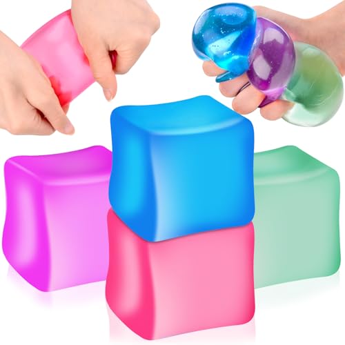 4Pcs Stressball für Kinder und Erwachsene, Anti Stress Bälle Fidget Toys, Fidget Cube Nee Doh Nice Cube Stress Spielzeug, Squishy Quetschball Anti Stress Spielzeug für Jungen-Mädchen von Pipihome