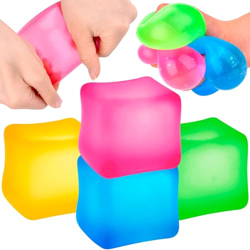 4Pcs Stressball für Kinder und Erwachsene, Anti Stress Bälle Fidget Toys, Fidget Cube Nee Doh Nice Cube Stress Spielzeug, Squishy Quetschball Anti Stress Spielzeug für Jungen-Mädchen von Pipihome