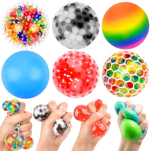 6 Stück Stressbälle, Anti Stress Bälle, Stressball Erwachsene Kinder, Anti Stress Squishy Balls, Fidget Toys für ADHS, Angst, OCD Angst abbauen und Beruhigung, Mitgebsel Kindergeburtstag von Pipihome