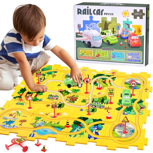 DIY Puzzlebahn für Kinderspielzeug, DIY Autorennbahn Rennbahn, Konstruktion Spielzeug Track Cars Spielzeug, Montessori Lernspielzeug Puzzle Set, Geschenkspiele für Kinder im Alter von 3-6 Jahren von Pipihome