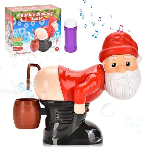 Lustige Weihnachtsmann-Blasenblasmaschine, Bubble Fart Blower, Automatische Furz-Blasengebläse, Elektrische Seifenblasenmaschine mit Lichtern und Sound (Weihnachtsmann) von Pipihome